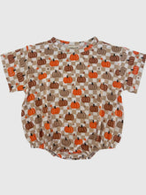 Bamboo Pumpkin Checkerboard Bubble Romper